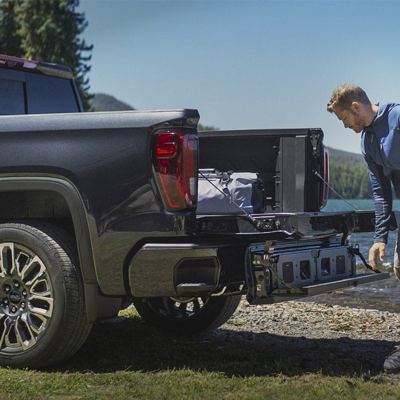 Folsom Buick GMC FOLSOM CA - 2025 GMC Sierra 1500 MultiPro tailgate system demonstration with Kicker audio system